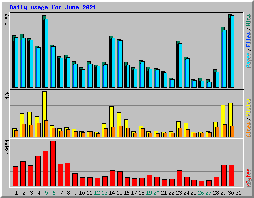 Daily usage for June 2021